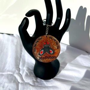 Handmade Mothman Keychain, Orange/Bronze